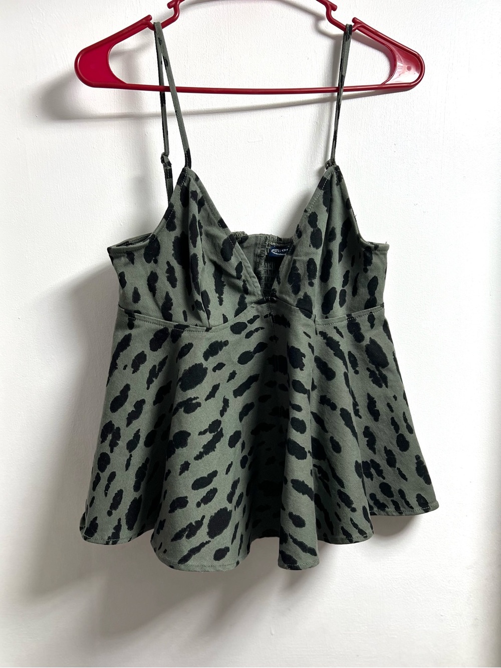 Olive Green Animal Print Spaghetti Strap Tank Top